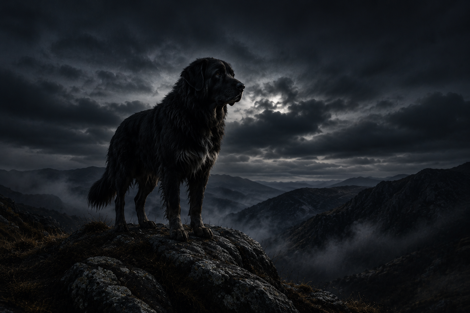 Serra da Estrela guardian dog on the mountain