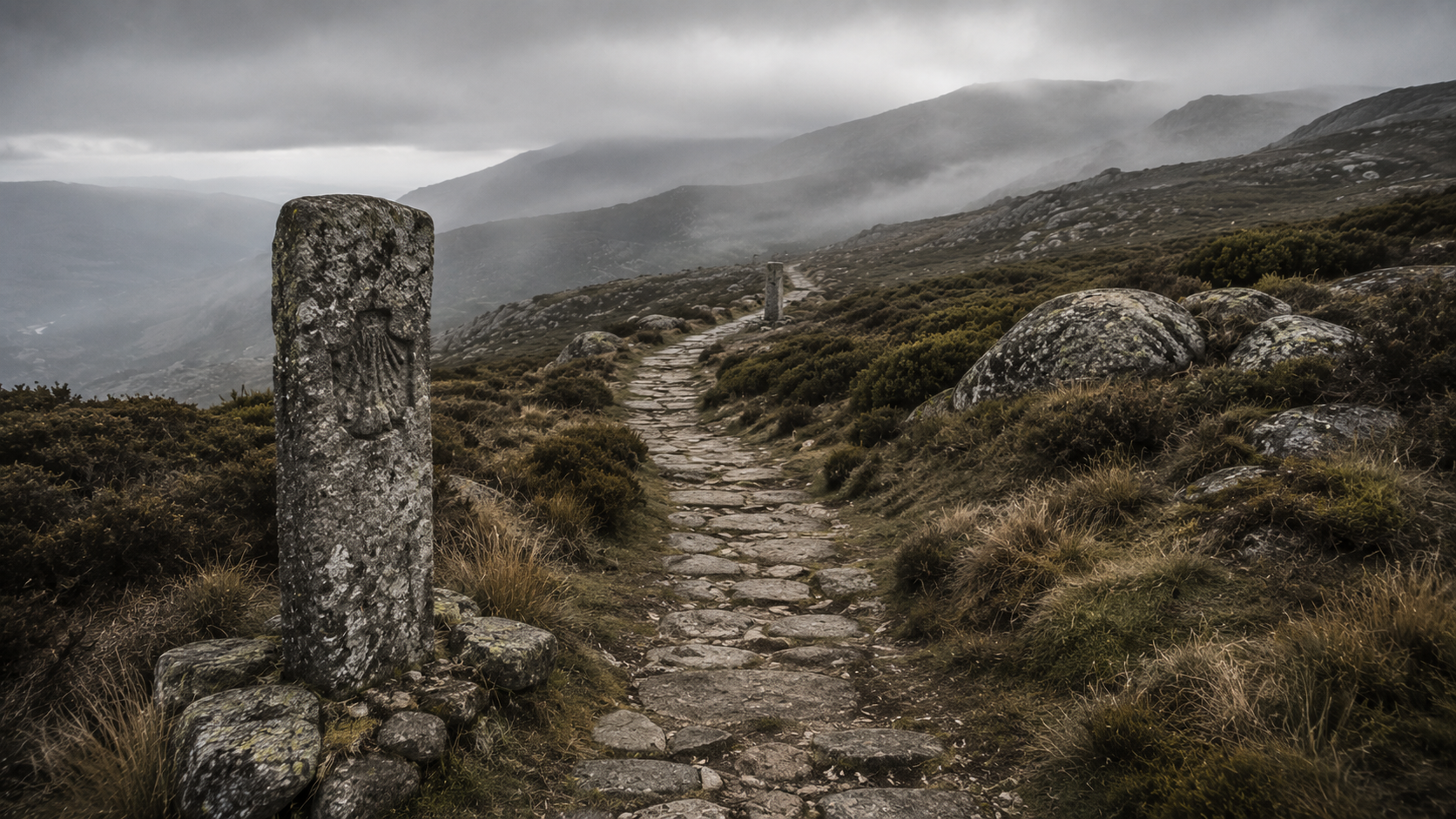 Pilgrimage mountain path Serra da Estrela Portugal