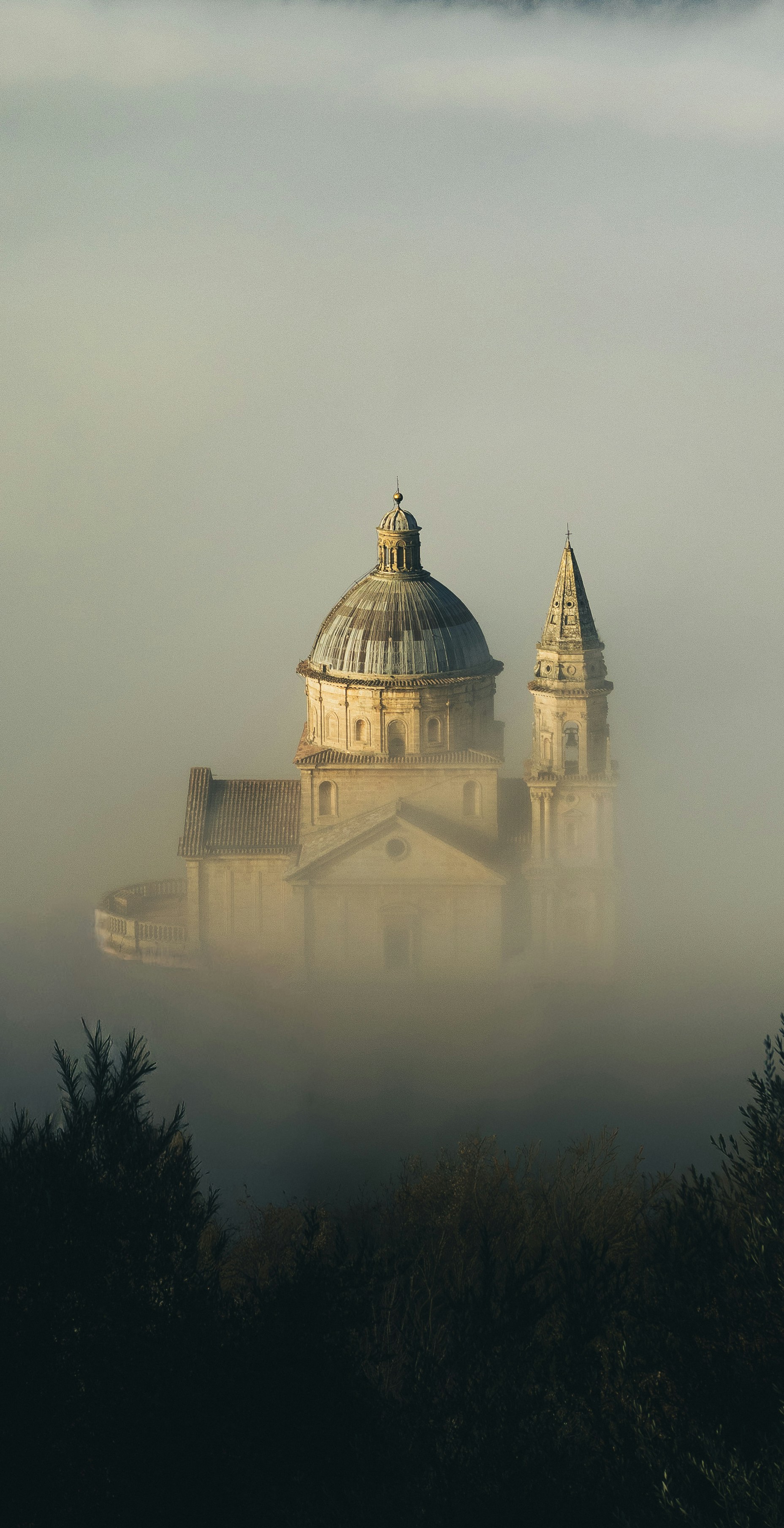 Mountain monasteries Portugal misty church