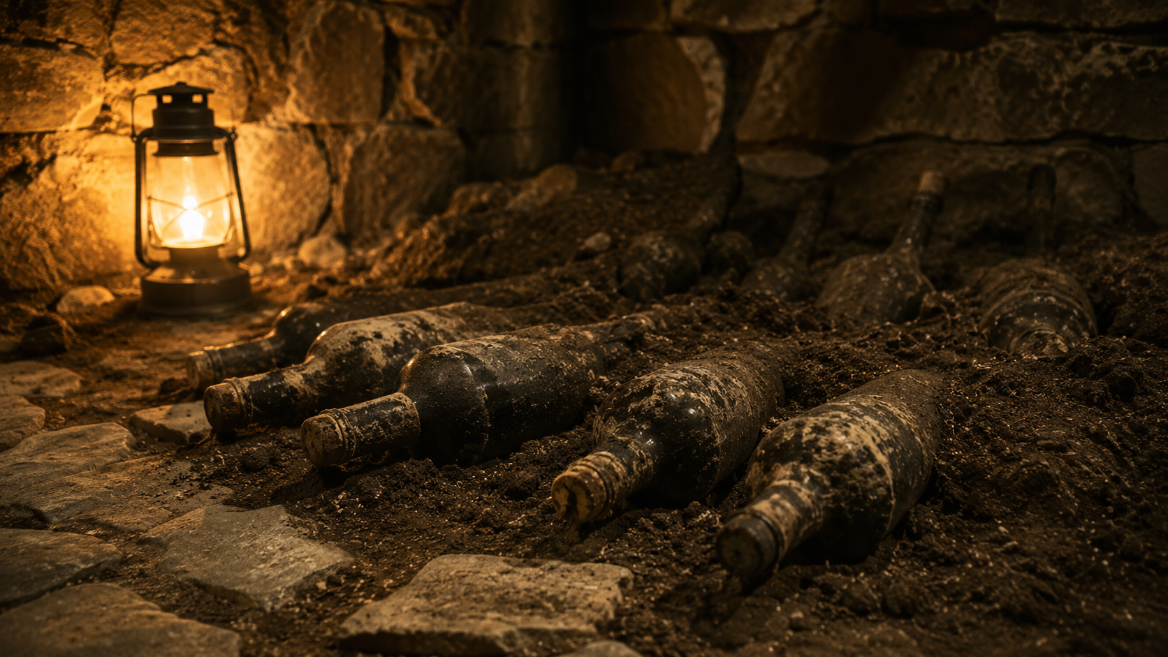 Wine bottles buried underground in northern Portugal