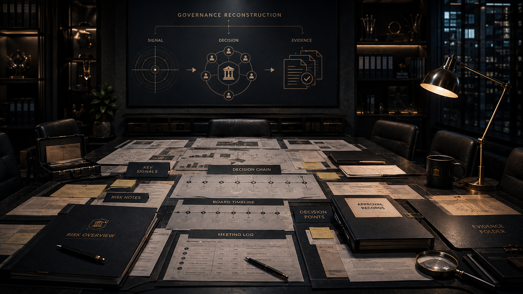 Governance records being reconstructed into a clear decision chain